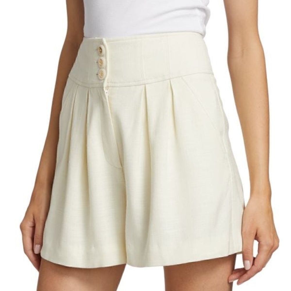 NWT Veronica Beard Alicia High-Rise Shorts Off White Sz 0 retail $ 348.00 - Picture 2 of 12